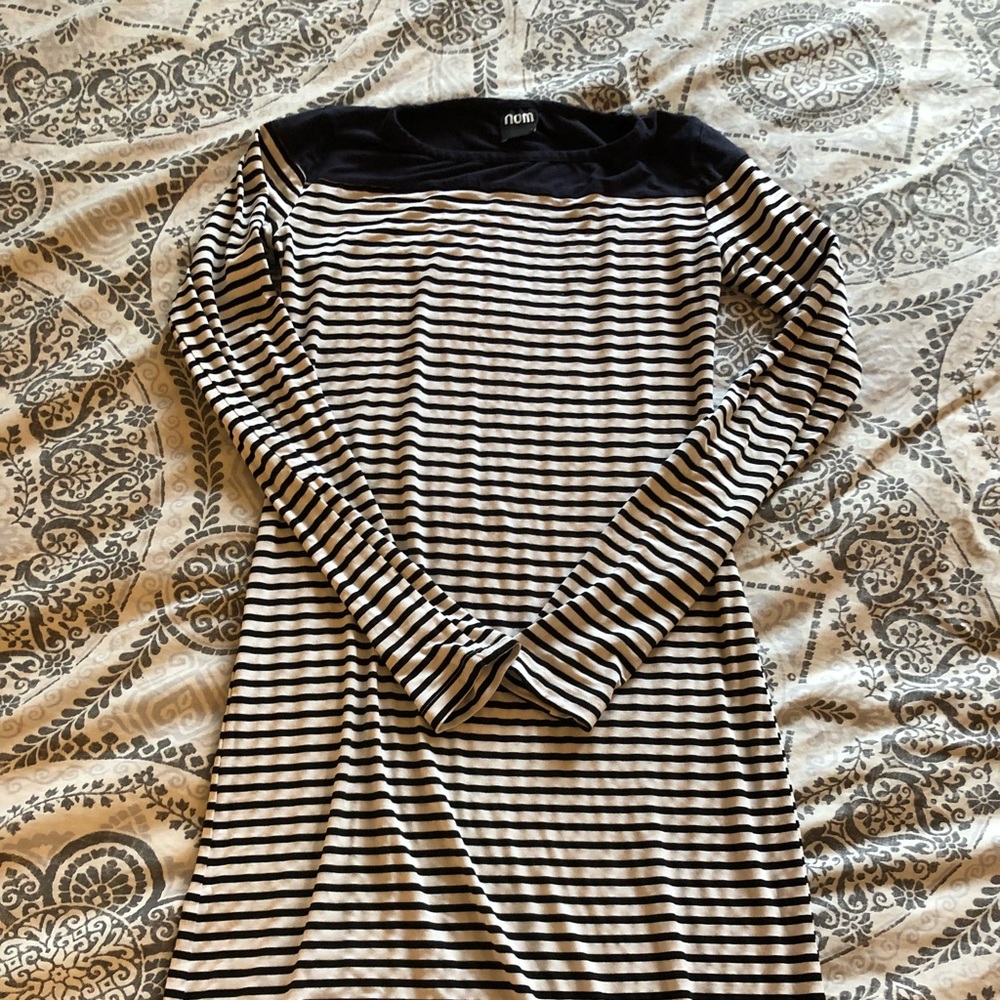 Maternity NOM stretch dress M navy and white